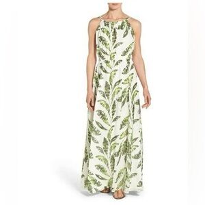 Tommy Bahama Women 6 Leaf Print Beach Vacation Resort Sleeveles Flowy Maxi Dress